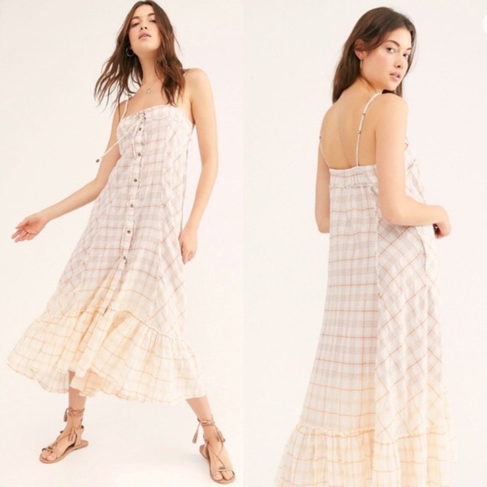 Free People Plaid City Maxi Dress